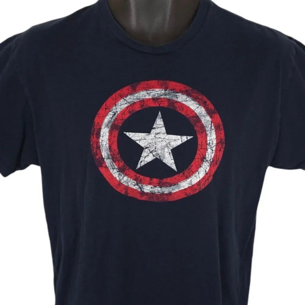 Captain America T Shirt Mens Size Medium Blue Marvel Comics Universal